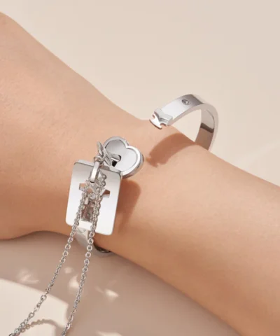 2 Pièces Bracelet Collier Couple Clé Serrure