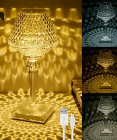 lampe de table en cristal moderne rechargeable