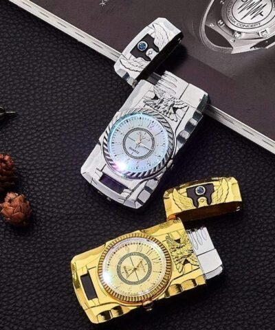 briquet à flamme avec montre