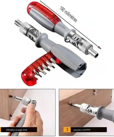 Tournevis à cliquet pliable multi-angle 10 en 1