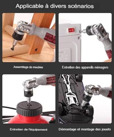 Tournevis à cliquet pliable multi-angle 10 en 1