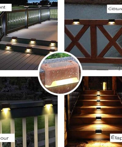 Pack de 4 pièces Lampes solaires d'extérieur étanches pour terrasse