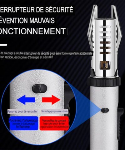Briquet coupe-vent en métal à flamme bleue de grande taille