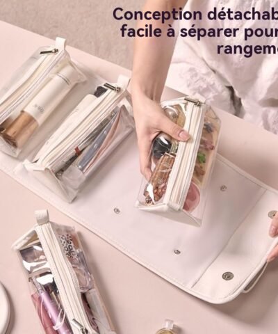Trousse de maquillage imperméable en cuir