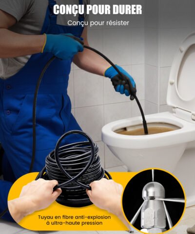 🚿 Kit de Nettoyage Haute Pression 5800 PSI pour Égouts - Buse Rotative et Flexible Renforcé pour Déboucher les Canalisations
