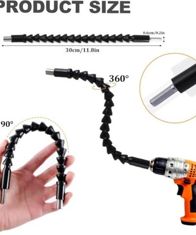 Ensemble de 14 rallonges de forets flexibles et tournevis à angle droit – Tige hexagonale de 1/4